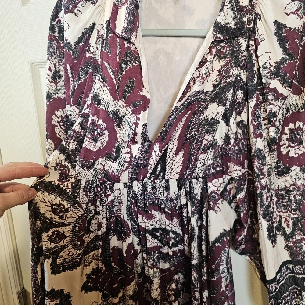 Free People Say You Love Me Mini Dress V-Neck Bohemian Ballon Sleeve Babydoll - Picture 5 of 7